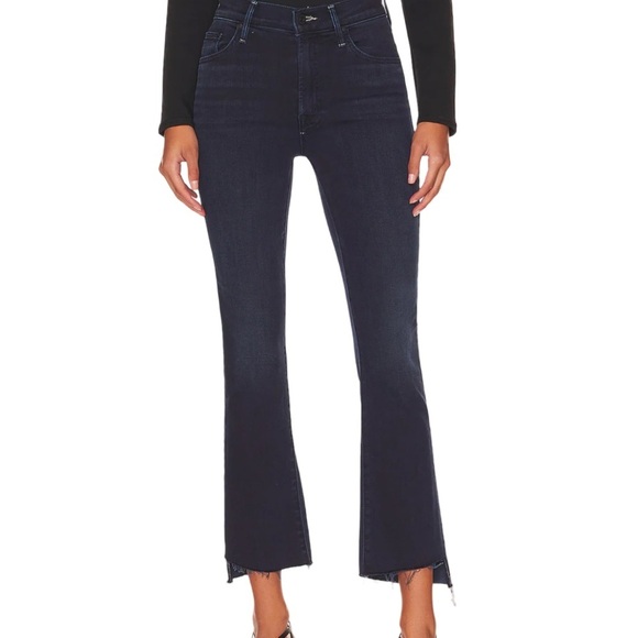 MOTHER Denim - MOTHER The Insider Crop Step Fray Dark Blue Denim Jean Night Tripper Wash Sz 29
